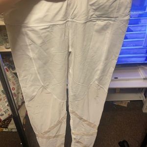 White, athletic leggings